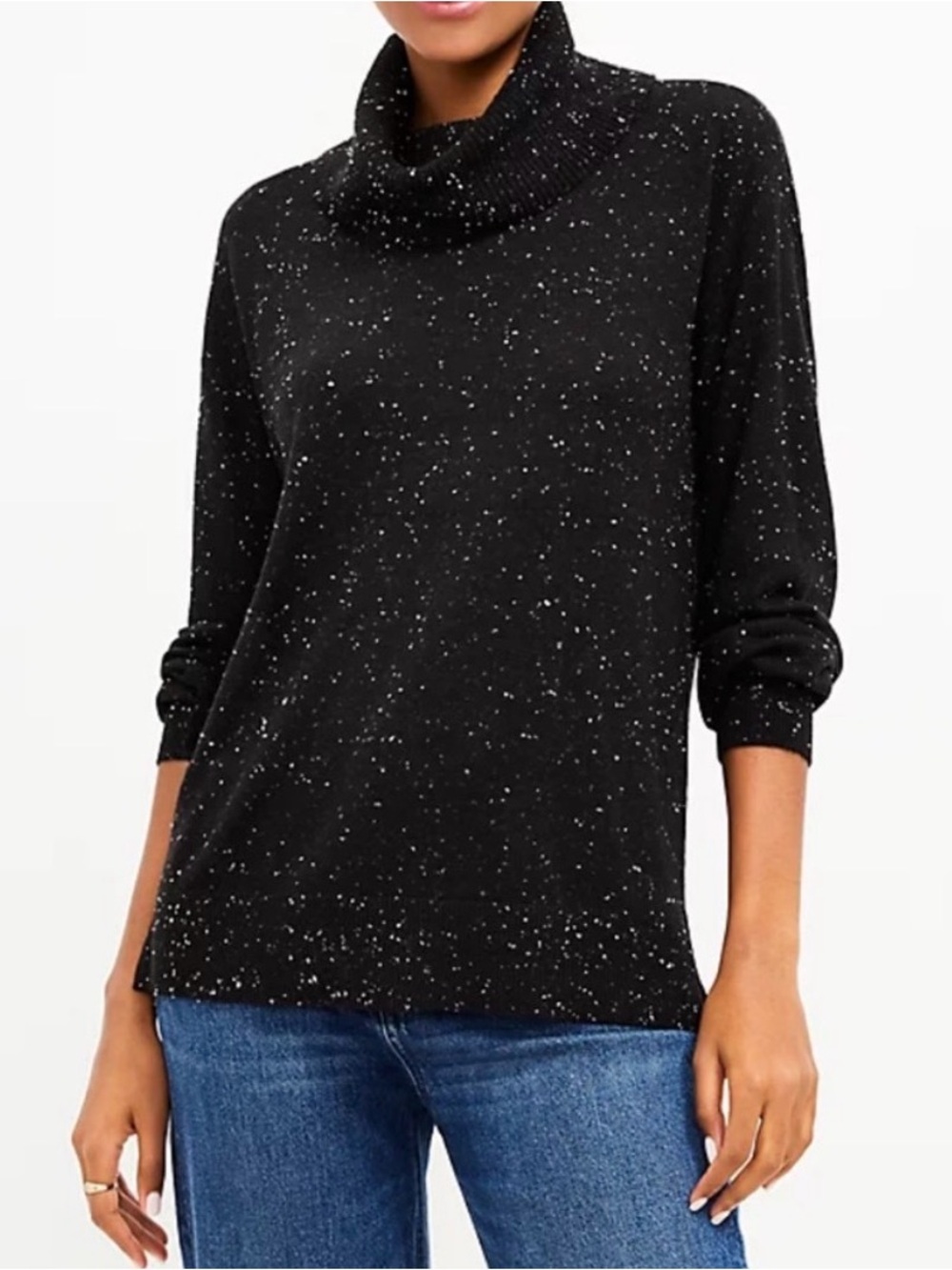 Loft Black Speckled Turtleneck Sweater